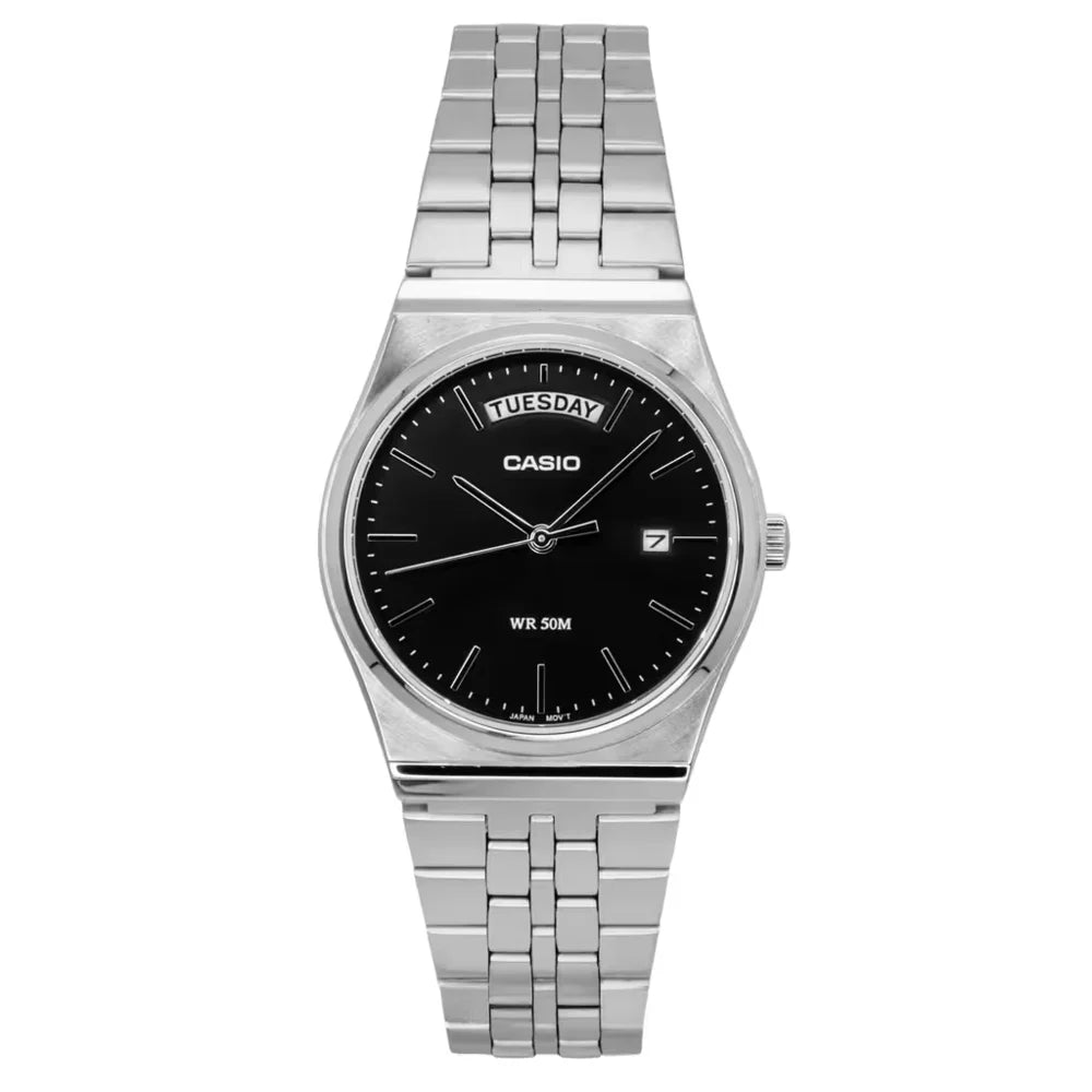 Reloj Casio MTP-B146D-1A Acero Inoxidable Negro Día y Fecha 50M