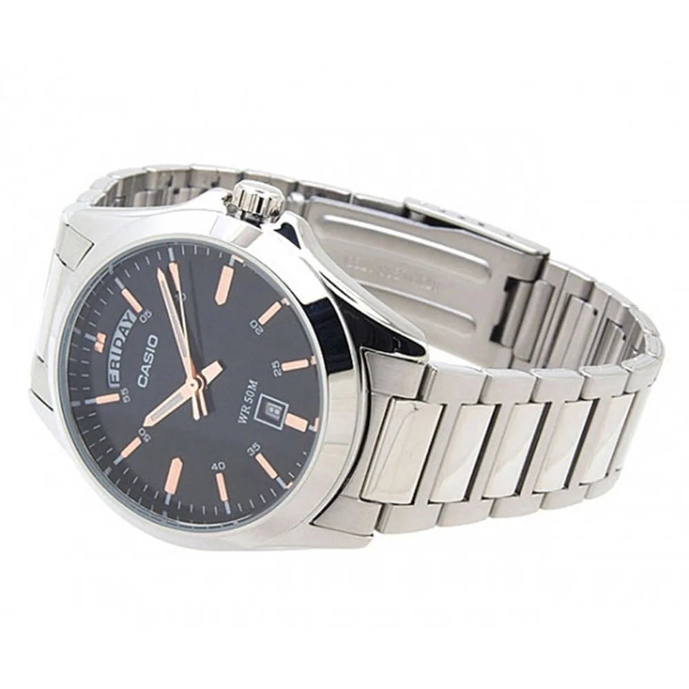 Reloj Casio MTP-1370D-1A2V Acero Inoxidable Negro Día y Fecha 50M