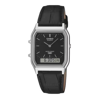 Reloj Casio AQ-230EL-1A Analógico Digital Correa de Cuero Negro Vintage