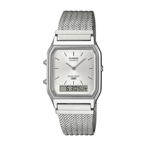 Reloj Casio AQ-230EM-7A Plateado Analógico Digital Vintage Acero Inoxidable