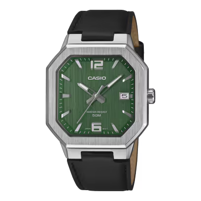 Reloj Casio MTP-B195L-3AV Correa de Cuero Verde Esfera Verde 50M