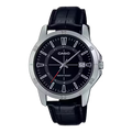 Reloj Casio MTP-V004L-1C Correa de Cuero Negro Esfera Negra Clásico