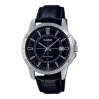 Reloj Casio MTP-V004L-1C Correa de Cuero Negro Esfera Negra Clásico