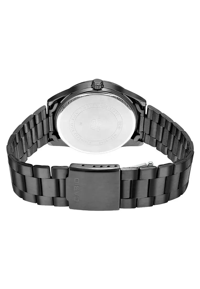 Reloj Casio MTP-VD03B-3A Negro Acero Inoxidable Esfera Verde 50M
