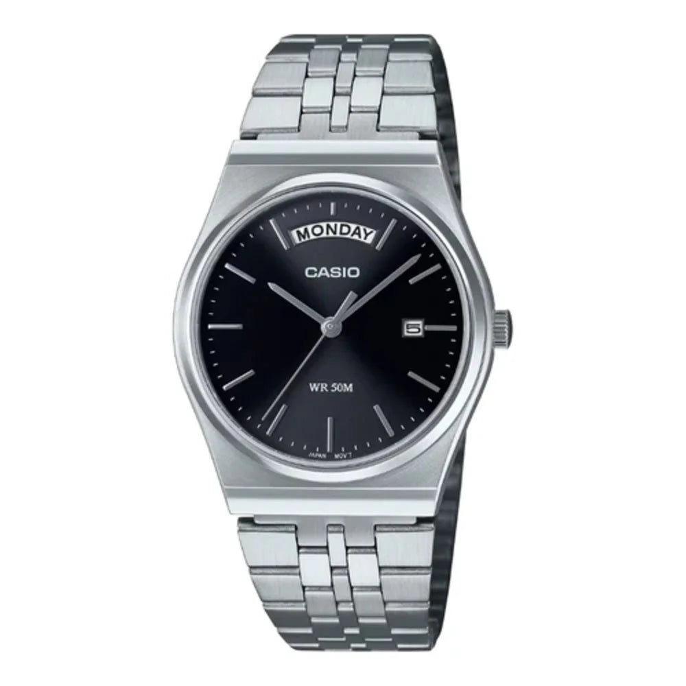 Reloj Casio MTP-B146D-1A Acero Inoxidable Negro Día y Fecha 50M