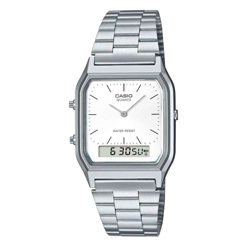 Reloj Casio AQ-230A-7DMQ Plateado Vintage Ana-Digi
