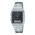 Reloj Casio AQ-230A-1DMQ Negro Plateado Vintage Ana-Digi