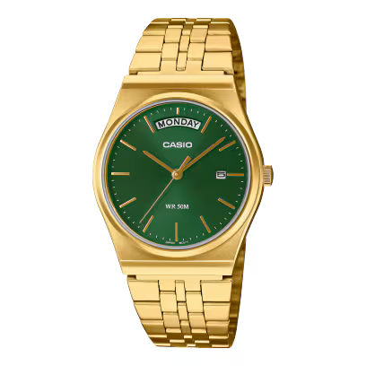 Reloj Casio MTP-B146G-3AV Dorado Esfera Verde Acero Inoxidable 50M