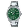 Reloj Casio MTP-1302D-3AV Acero Inoxidable Esfera Verde Fecha 50M