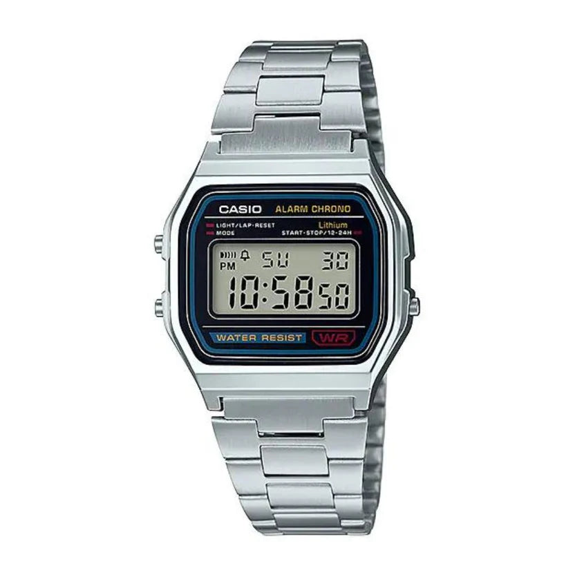 Reloj Casio A158WA-1 Plateado Digital Vintage Acero Inoxidable