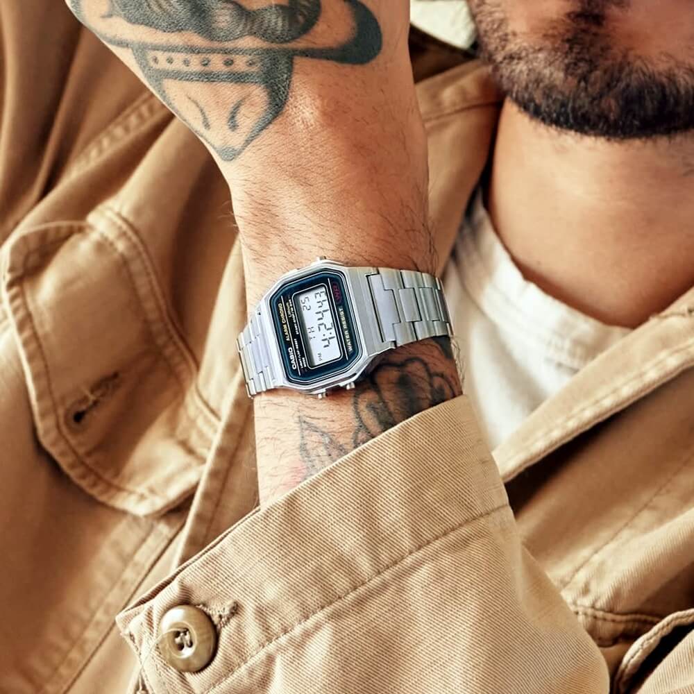 Reloj Casio A158WA-1 Plateado Digital Vintage Acero Inoxidable