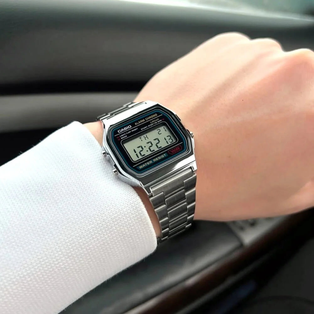 Reloj Casio A158WA-1 Plateado Digital Vintage Acero Inoxidable