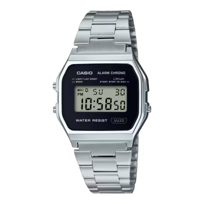 Reloj Casio Vintage A158WEA-1DF Plateado Digital Negro