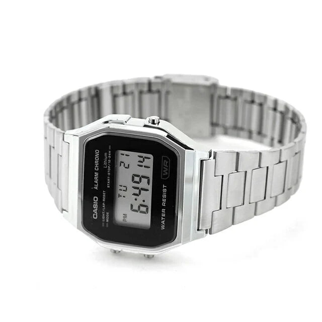 Reloj Casio Vintage A158WEA-1DF Plateado Digital Negro