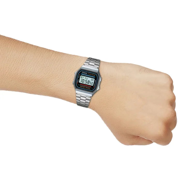 Reloj Casio A168WA-1 Plateado Digital Vintage Acero Inoxidable