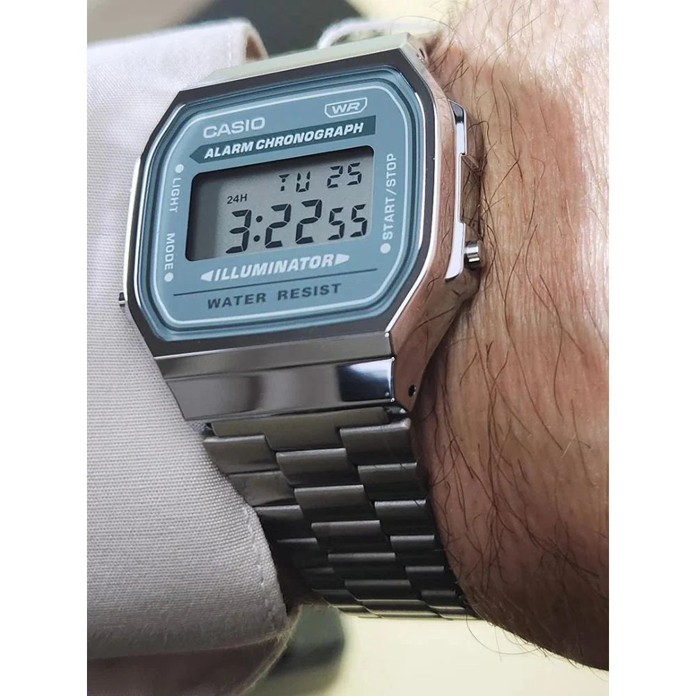 Reloj Casio Vintage A168WA-3AYDF Plateado Digital Electroluminiscente