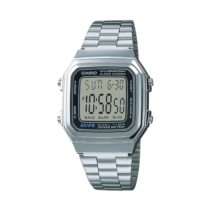 Reloj Casio Vintage A178WA-1ADF Plateado Digital Batería 10 Años