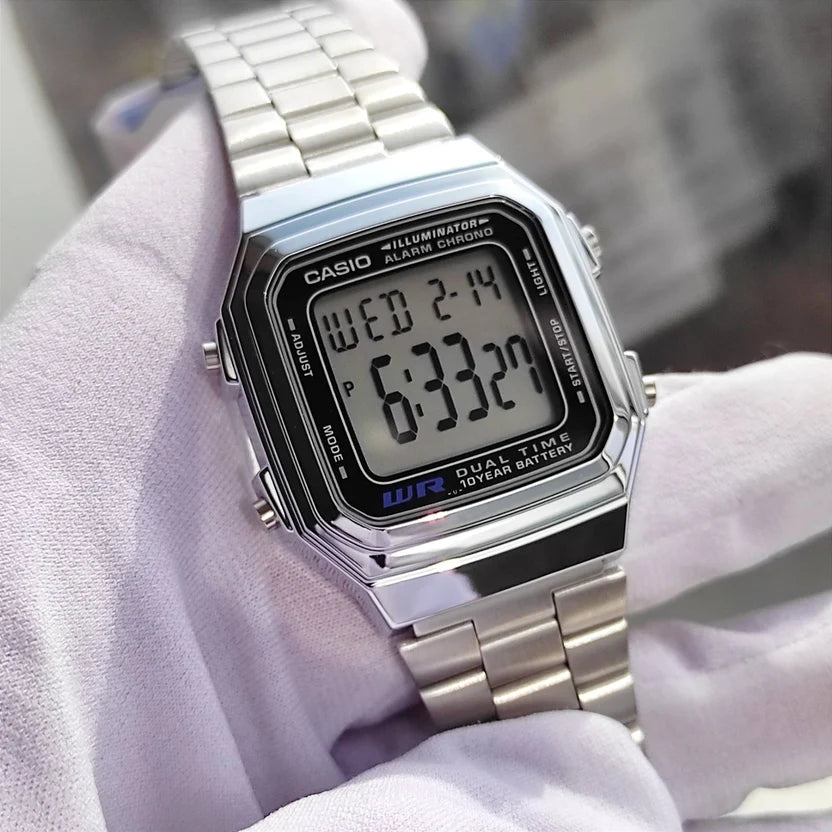 Reloj Casio Vintage A178WA-1ADF Plateado Digital Batería 10 Años