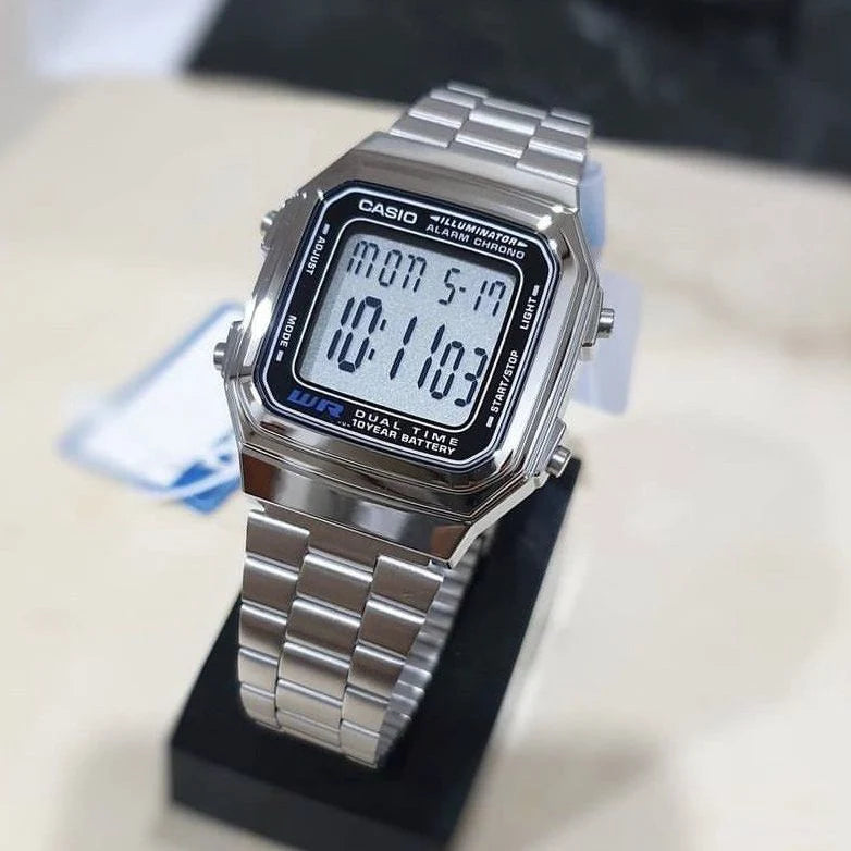 Reloj Casio Vintage A178WA-1ADF Plateado Digital Batería 10 Años