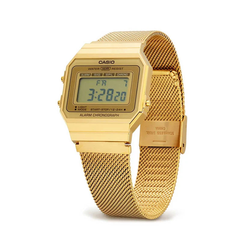 Reloj Casio Vintage A700WMG-9ADF Dorado Digital Malla Milanesa