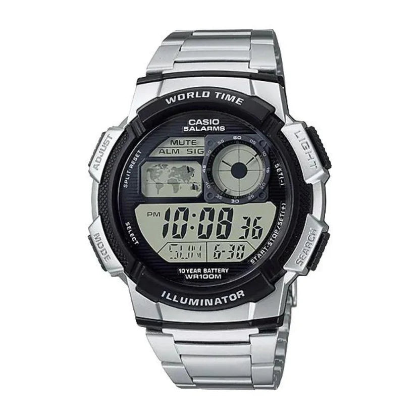 Reloj Casio AE-1000WD-1A Digital Acero Inoxidable Plateado 100M
