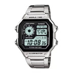 Reloj Casio AE-1200WHD-1AV Acero Inoxidable Digital World Time 100M