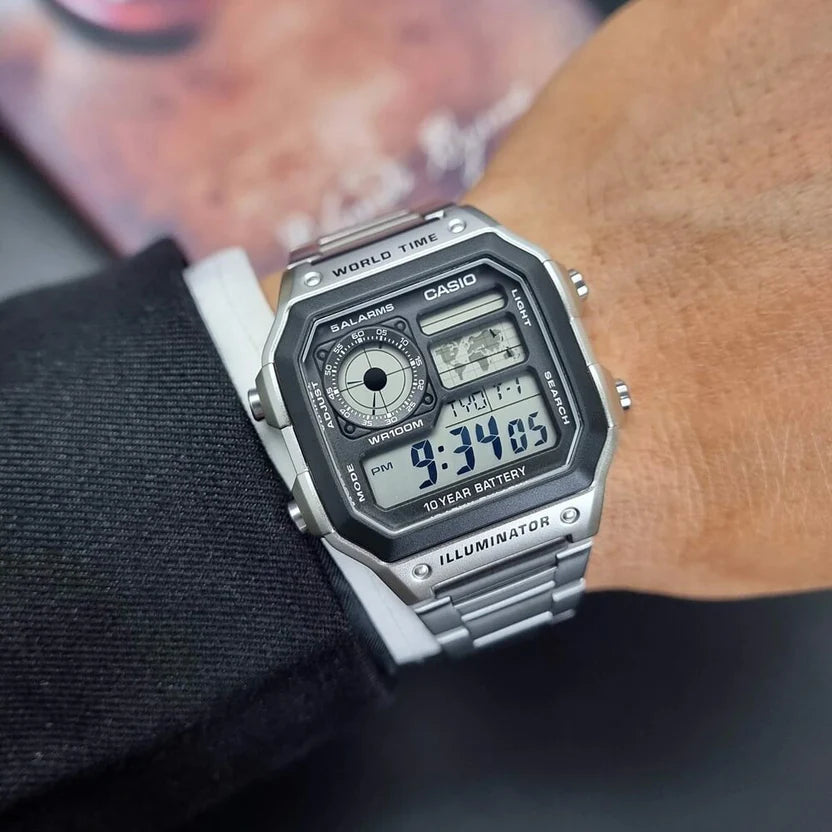 Reloj Casio AE-1200WHD-1AV Acero Inoxidable Digital World Time 100M