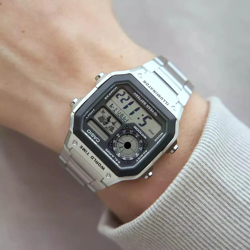 Reloj Casio AE-1200WHD-1AV Acero Inoxidable Digital World Time 100M