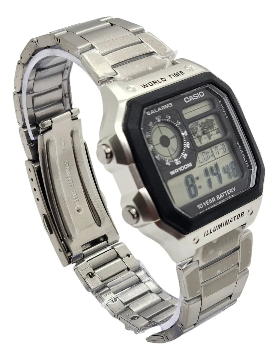 Reloj Casio AE-1200WHD-1AV Acero Inoxidable Digital World Time 100M