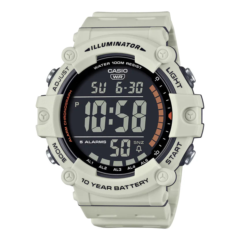 Reloj Casio AE-1500WH-8B2V Digital Blanco Gris Claro Pantalla Negativa 100M