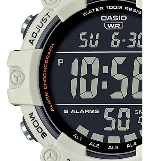 Reloj Casio AE-1500WH-8B2V Digital Blanco Gris Claro Pantalla Negativa 100M