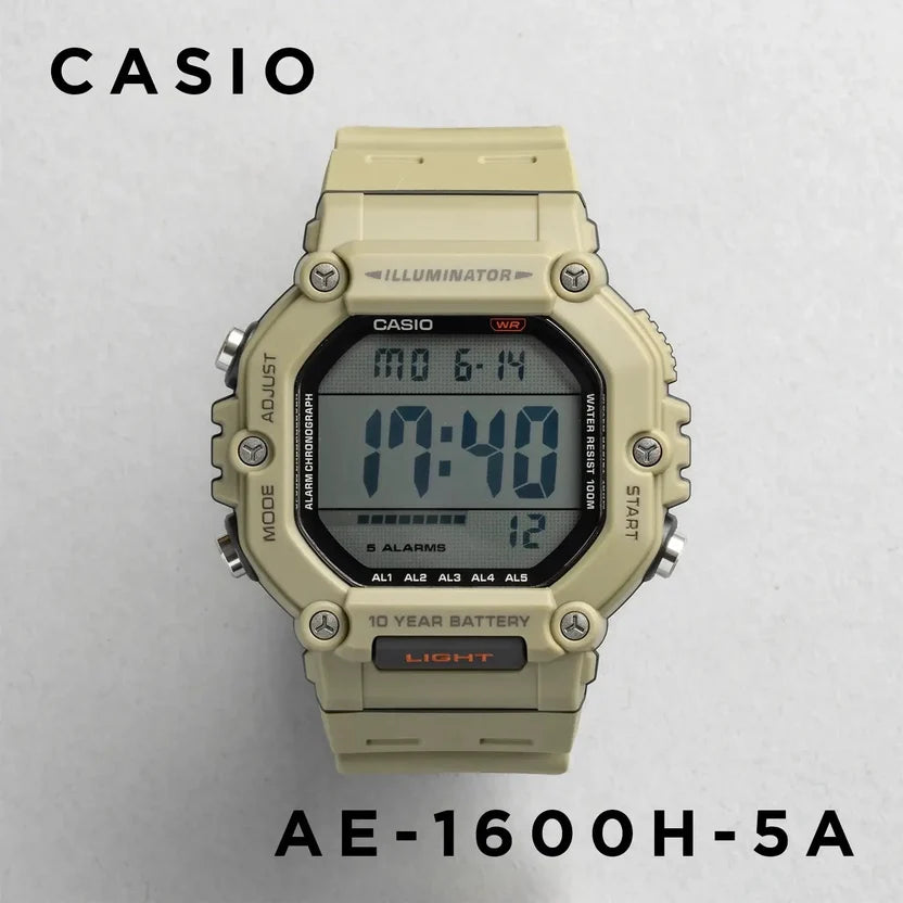Reloj Casio AE-1600H-5AVDF Beige Digital 100M Batería 10 Años