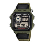 Reloj Casio AE-1200WHB-3BV World Time Verde Correa Textil 100M