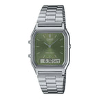 Reloj Casio AQ-230A-3AMQY Vintage Acero Inoxidable Oliva Analógico Digital