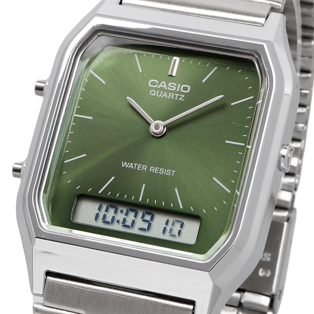 Reloj Casio AQ-230A-3AMQY Vintage Acero Inoxidable Oliva Analógico Digital