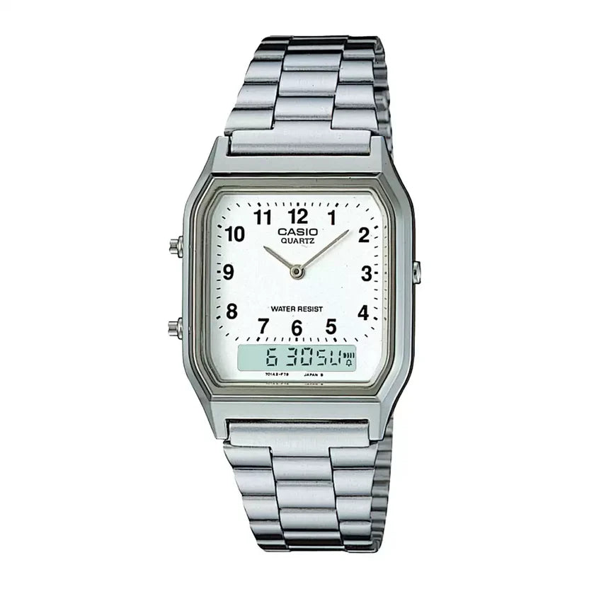 Reloj Casio Vintage AQ-230A-7BMQ Plateado Analógico Digital