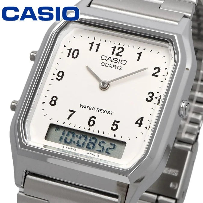 Reloj Casio Vintage AQ-230A-7BMQ Plateado Analógico Digital