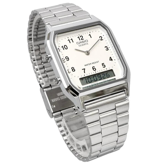Reloj Casio Vintage AQ-230A-7BMQ Plateado Analógico Digital