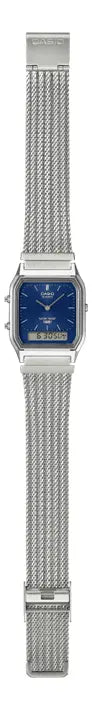 Reloj Casio AQ-230EM-2A Plateado Analógico Digital Vintage Azul Acero Inoxidable