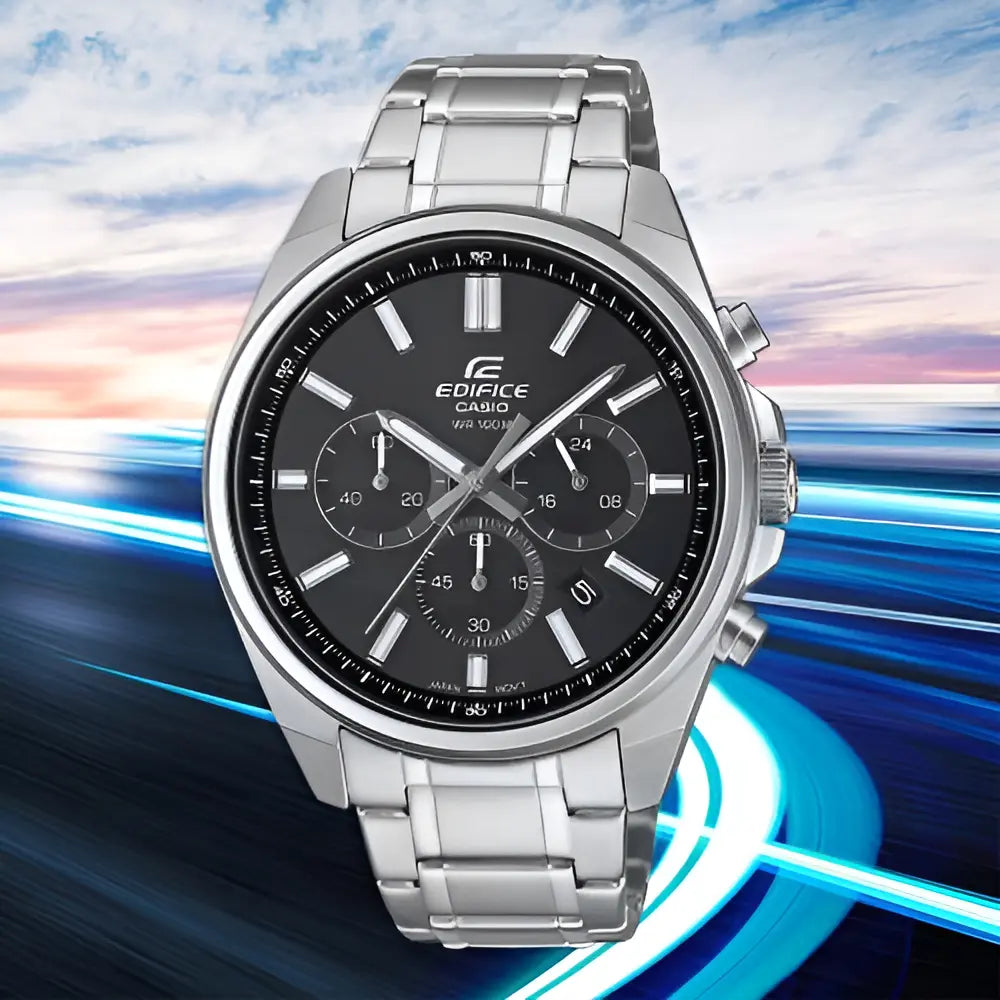 Reloj Casio EDIFICE EFV-650D-1AV Acero Inoxidable Esfera Negra 100M