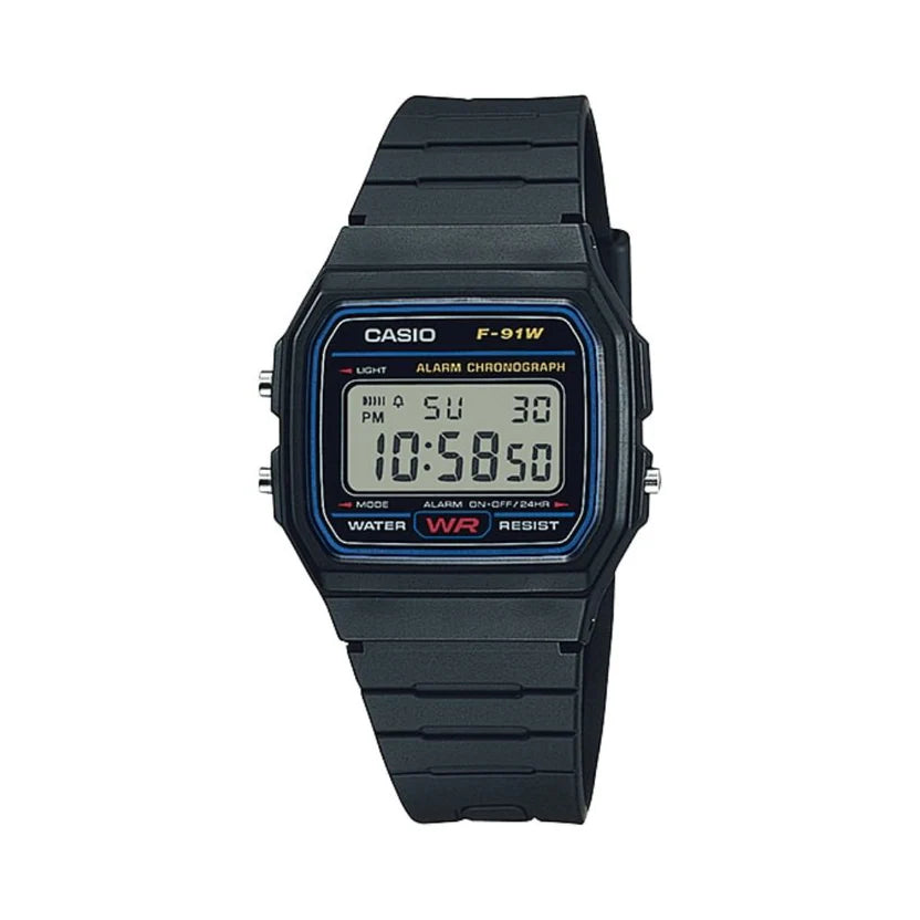 Reloj Casio F-91W-1 Negro Digital Clásico Resina