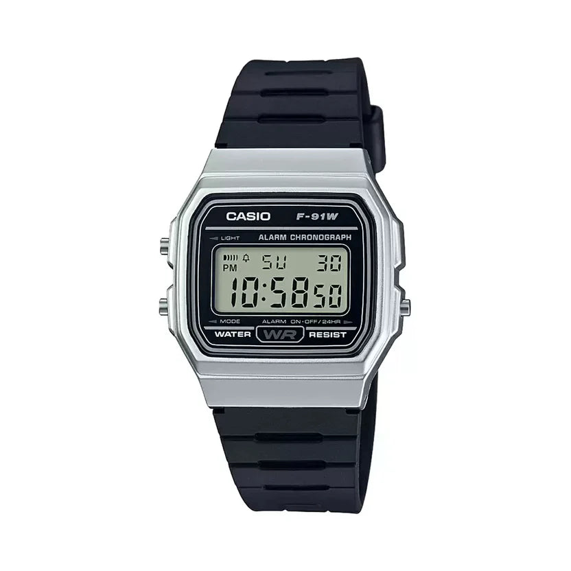 Reloj Casio F-91WM-7AD Plateado Negro Retro Digital