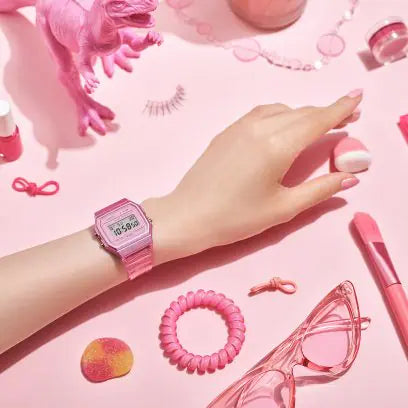 Reloj Casio F-91WS-4 Rosa Transparente Digital