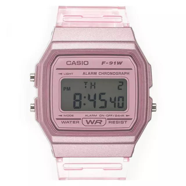 Reloj Casio F-91WS-4 Rosa Transparente Digital