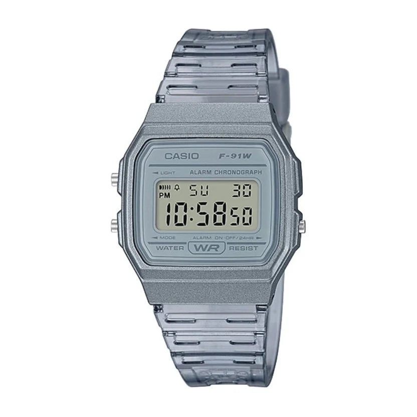 Reloj Casio F-91WS-8DF Digital Gris Translúcido Retro Resina