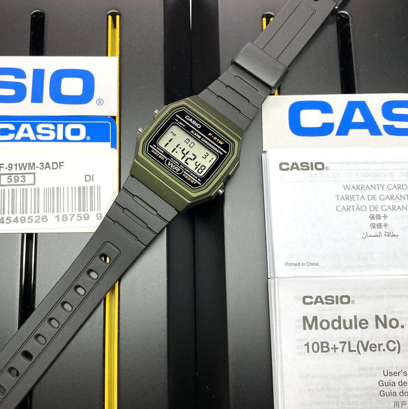 Reloj Casio F-91WM-3A Digital Verde Militar Resina