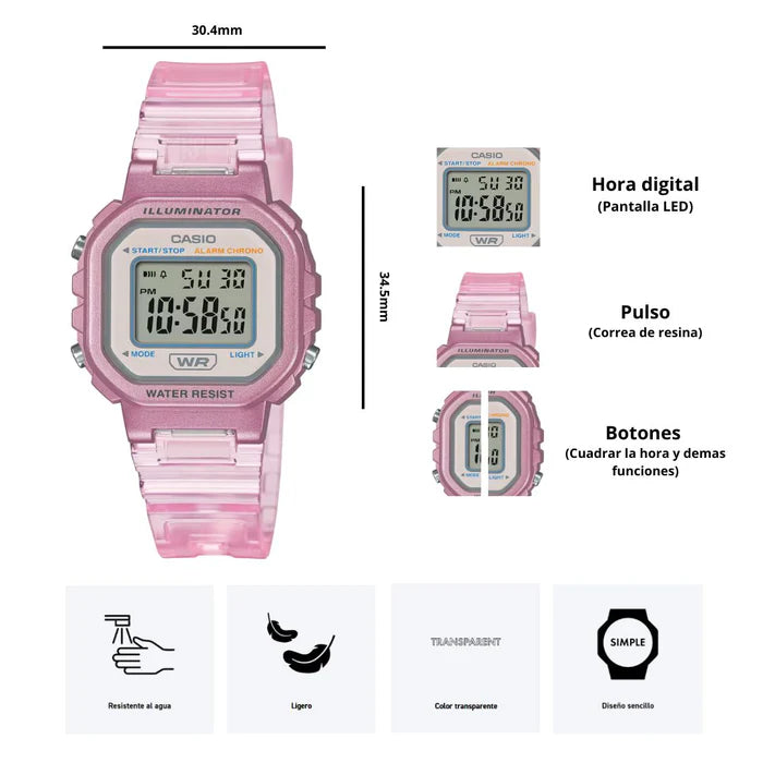 Reloj Casio LA-20WHS-4A Rosa Digital