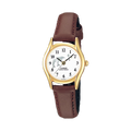 Reloj Casio LTP-1094Q-7B9 Correa de Cuero Negro Esfera Blanca Dorado Clásico Elegante