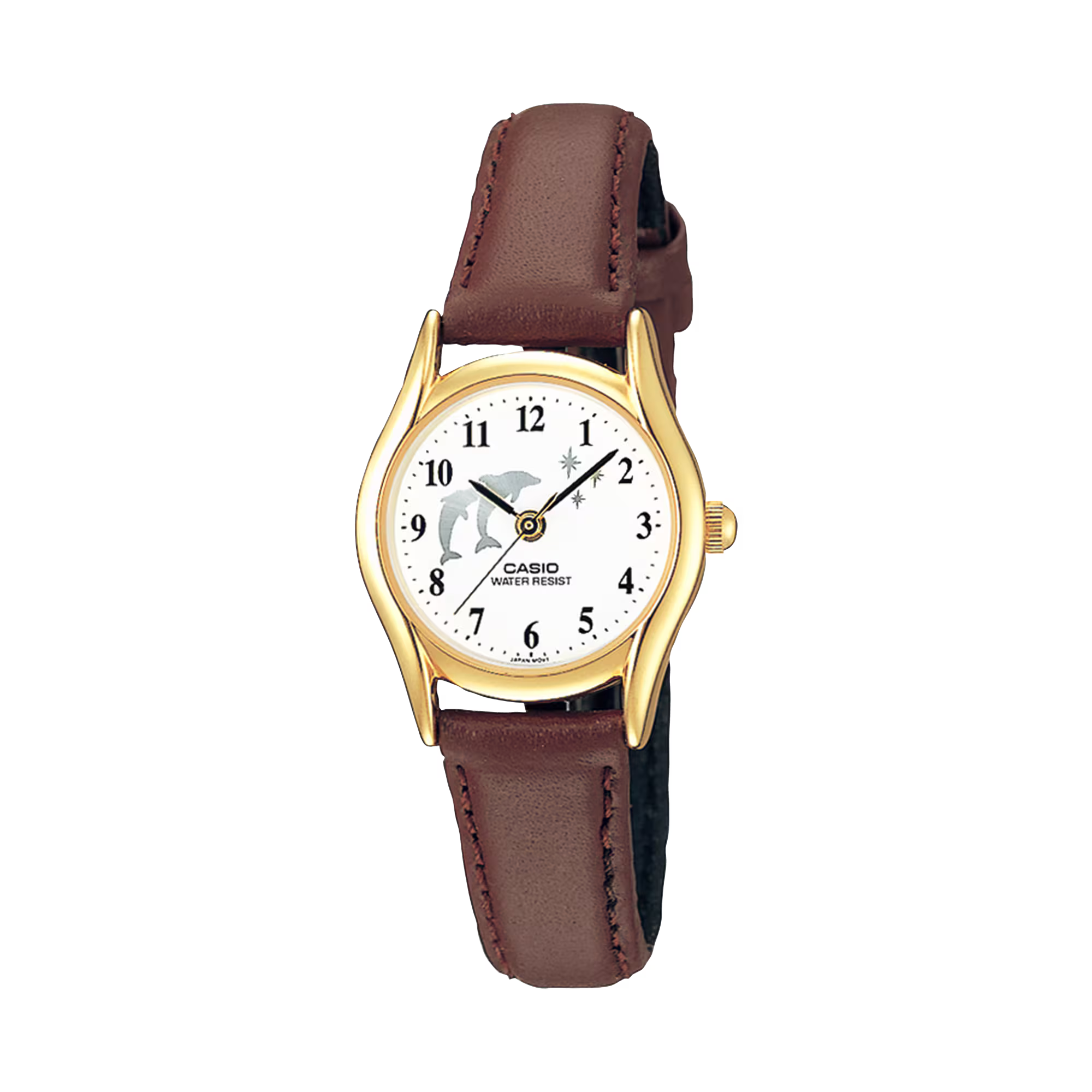 Reloj Casio LTP-1094Q-7B9 Correa de Cuero Negro Esfera Blanca Dorado Clásico Elegante