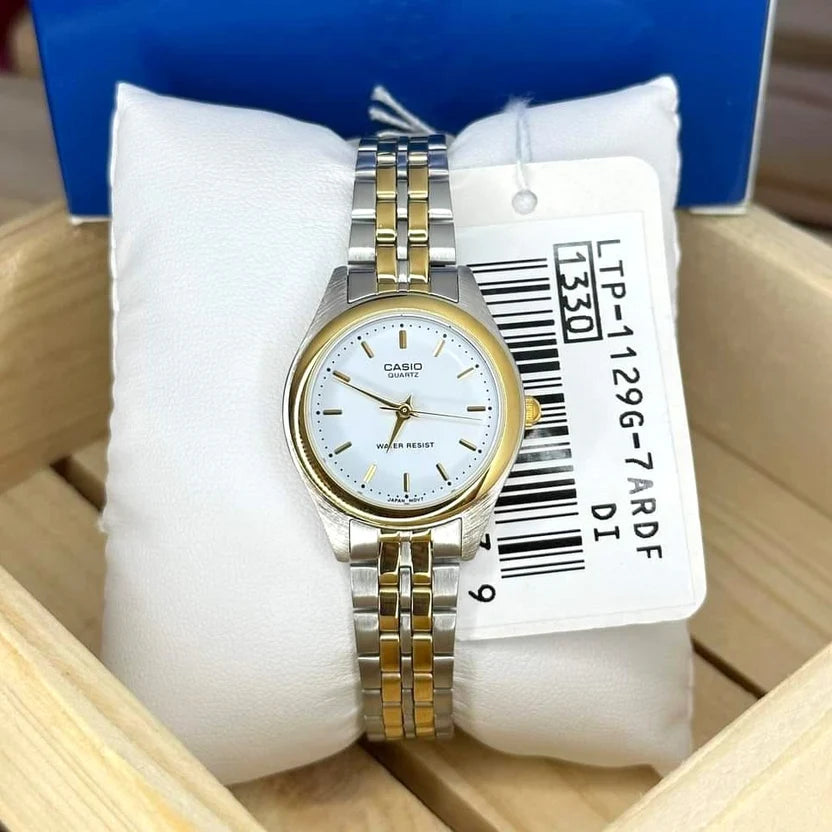 Reloj Casio LTP-1129G-7ARDF Dorado Acero Inoxidable Esfera Blanca Clásico